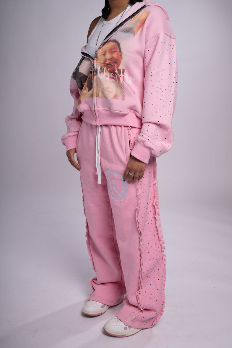 RV Distressed Diamond Sweats Pink