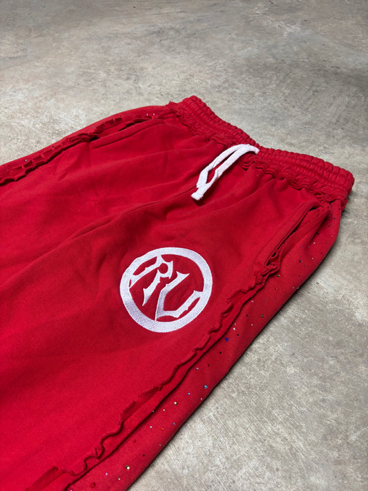 RV Distressed Diamond Sweats Red