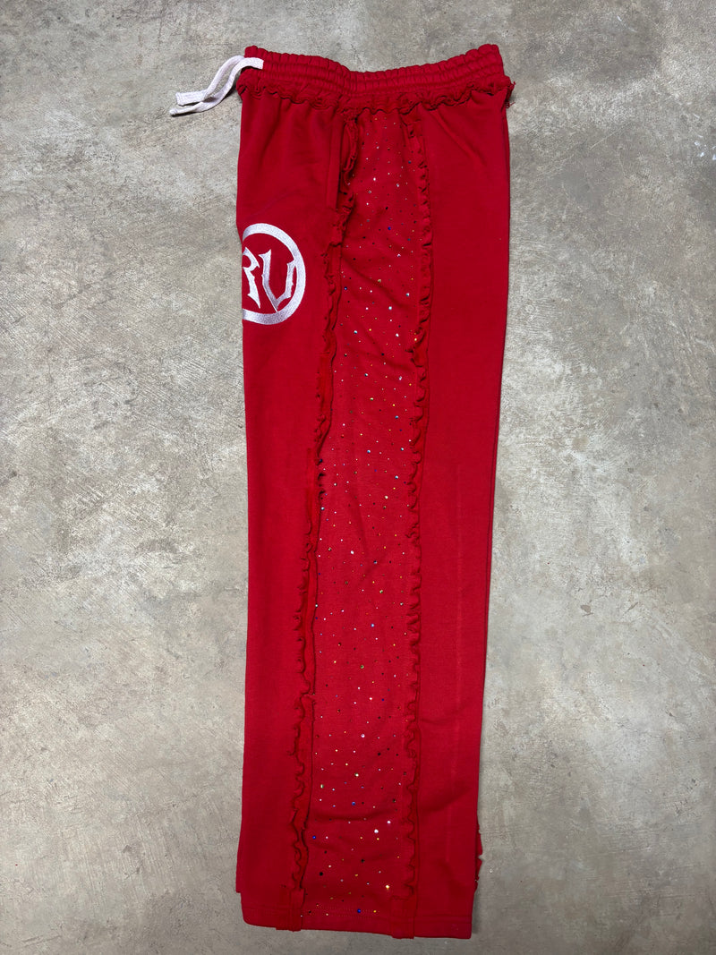 RV Distressed Diamond Sweats Red